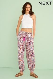 Paisley Pull-on Cuffed Taper Trousers (D53185) | 77 zł