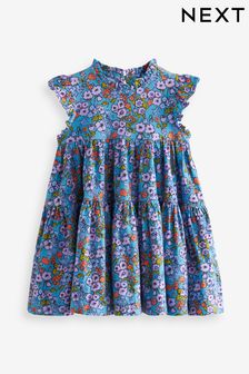  (D53235) | HK$87 - HK$105 紫色花卉 - 短袖分層平織連衣裙 (3個月至7歲)
