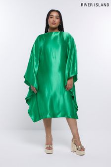Зеленое платье миди с рукавами "летучая мышь" River Island Plus (D53287) | €49