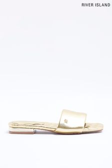 River Island Gold Tone Padded Flat Sandals (D53297) | 32 €