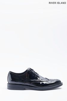Pantofi din lăcuire cu model perforat River Island Negru (D53356) | 334 LEI