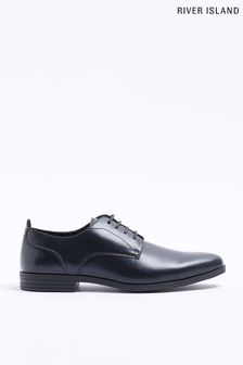 Pantofi din material derby cu vârf ascuțit River Island Negru Mărimi mari Ceremonie (D53360) | 200 LEI