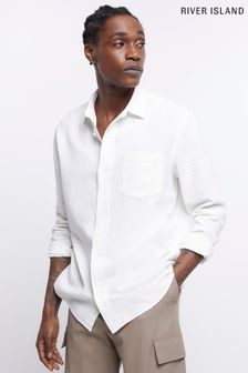 River Island White Linen Regular Fit Shirt (D53424) | 48 €