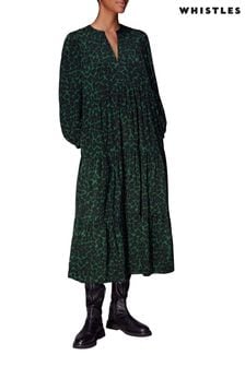 Whistles Green Smudge Trapeze Dress (D53453) | €89
