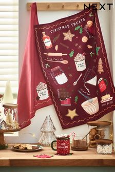 Set of 2 Red Christmas Treats Tea Towels (D53461) | €10