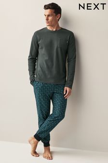 Slate/Navy Geo Motionflex Cosy Cuffed Pyjamas Set (D53507) | 30 €