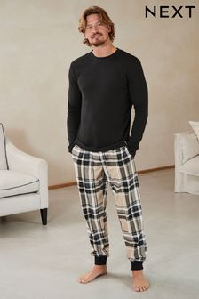 Black/Cream Check Motionflex Cosy Cuffed Pyjamas Set (D53508) | €34