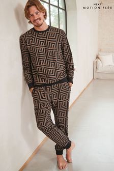 Black/Gold Pattern Cuffed Motionflex Long Sleeve Cosy Pyjamas (D53522) | 21 €
