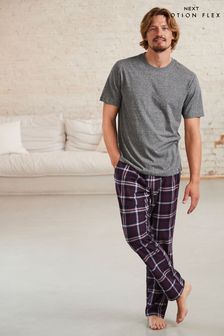 Grau/Pflaume-Violett - Motionflex Bequemes Pyjama-Set (D53537) | 17 €