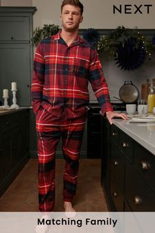 w czerwoną kratę - Świąteczna piżama męska Matching Family (D53542) | 230 zł