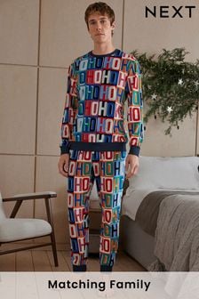 Mornarsko modra HoHoHo - Udobna moška pižama Matching Family (D53547) | €19