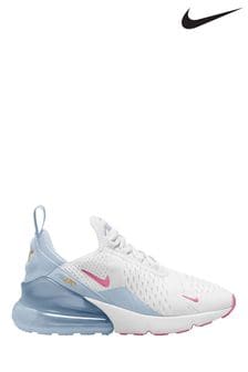 Nike White/Blue/Pink Youth Air Max 270 Trainers (D53561) | $143