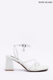 River Island White Wide Fit Strappy Heeled Sandals (D53574) | €17.50