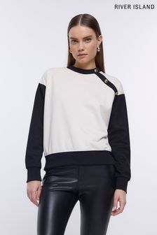 River Island Cream Colourblock Button Sweatshirt (D53599) | 54 €