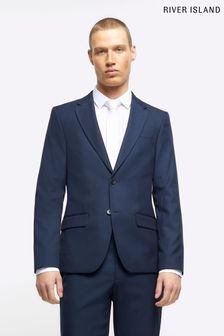 River Island Blue Skinny Twill Suit Jacket (D53609) | AED368