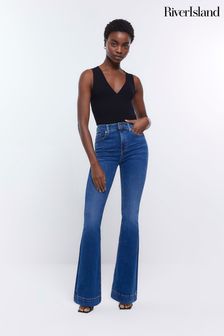 River Island Blue High Rise Tummy Hold Flared Jeans (D53620) | AED295