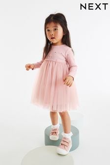  (D53755) | NT$710 - NT$800 丁香色系 - 長袖印花蓬蓬連身裙 (3個月至7歲)