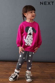 Roza s psom - Komplet puloverja in legic z motivom junaka (3 mesecev–7 let) (D53796) | €13 - €17