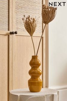 Yellow Wiggle Crackle Glaze Ceramic Small Vase (D53853) | kr134