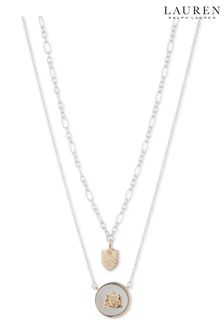 Silver Lauren Ralph Lauren Silver Tone 2 Row Crest Pendant Necklace (D53930) | 57 €