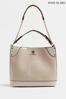 River Island Cream Patent Embossed Slouch Bag (D53951) | €52
