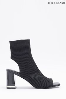 River Island Black Knitted Shoe Boots (D53957) | €24