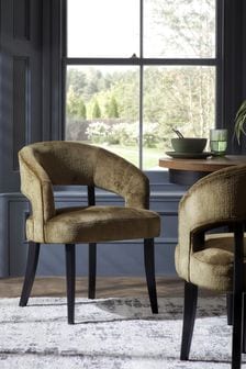 Set of 2 Plush Chenille Moss Green Remi Arm Dining Chairs (D53962) | €440