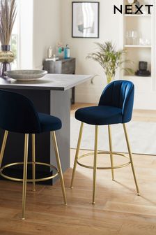 Soft Velvet Navy Blue Stella Bar Stool (D53968) | €180