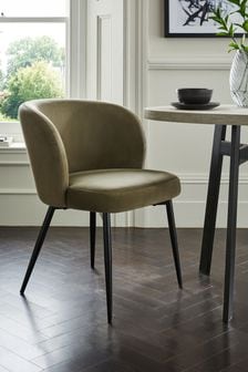 Set of 2 Soft Velvet Dark Sage Green Otis Carver Arm Dining Chairs (D53970) | €330