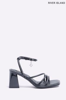 River Island Black Strappy Block Heeled Sandals (D53980) | €18