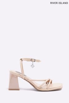 River Island Beige Strappy Block Heeled Sandals (D54015) | €15