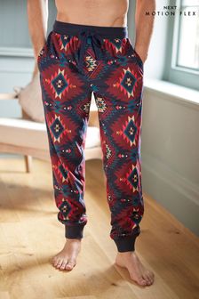Granatowo-neutralny w kratkę - Miękkie spodnie od piżamy ze ściągaczami Motion Flex (D54045) | 50 zł