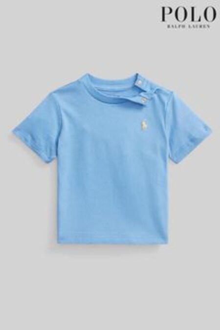 Albastru - Tricou cu logo din bumbac Polo Ralph Lauren Bebeluși (D54488) | 247 LEI