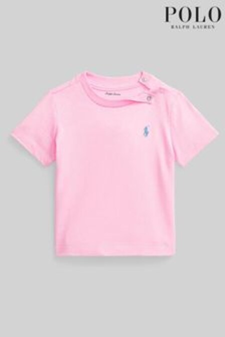 Roz - Tricou cu logo din bumbac Polo Ralph Lauren Bebeluși (D54489) | 247 LEI