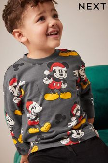 Navy Blue Mickey Mouse Christmas Long Sleeve T-Shirt (3mths-8yrs) (D54743) | SGD 20 - SGD 23