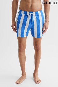 Reiss Blue/White Ocean Striped Drawstring Swim Shorts (D54751) | €95