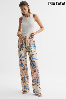 Women s Trousers Wide Leg Floral Elasticated Trousersleggings