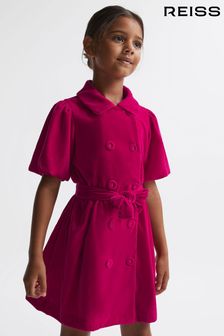 Reiss Pink Nancy Senior Velvet Double Breasted Dress (D55127) | $197