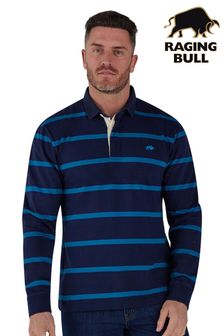 Raging Bull Blue Long Sleeve Fine Stripe Rugby (D55189) | LEI 412 - LEI 472