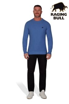 Raging Bull藍色粗粒織紋圓領針織套衫 (D55195) | NT$5,090