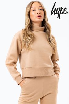 Hype. Damen Sweatshirt mit Rollkragen, Sandbraun (D55324) | 27 €