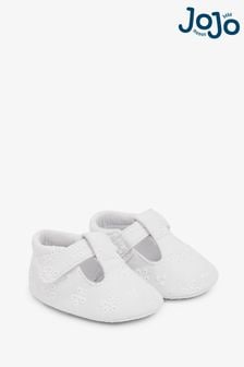 JoJo Maman Bébé White Broderie Anglaise Baby Canvas Shoes (D55332) | €19