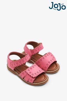 JoJo Maman Bébé Pink Pretty Leather Sandals (D55351) | HK$247