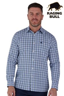 Raging Bull Blue Long Sleeve Brushed Cotton Gingham Shirt (D55454) | 53 € - 60 €