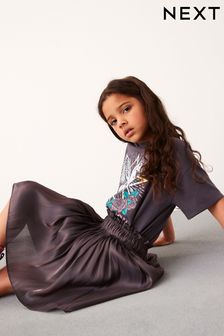 炭灰色 - 金屬光燦短裙 (3-16歲) (D55529) | NT$750 - NT$980