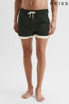 Reiss Bottle Green/White Surf Drawstring Contrast Swim Shorts (D55742) | $120
