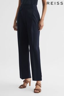Reiss Navy River High Rise Cropped Tapered Trousers (D55745) | €218