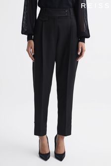 Reiss Black River High Rise Cropped Tapered Trousers (D55746) | €220