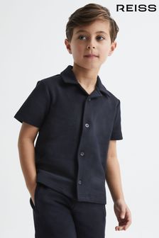 Reiss Navy Koen Junior Short Sleeve Cuban Collar Shirt (D55750) | €41