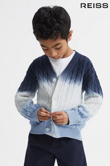 Reiss Blue Cosmo Junior Ombre Cable Knit Cardigan (D55818) | HK$633